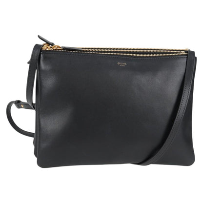 Celine Trio Large Shoulder Bag Leather Black Gold