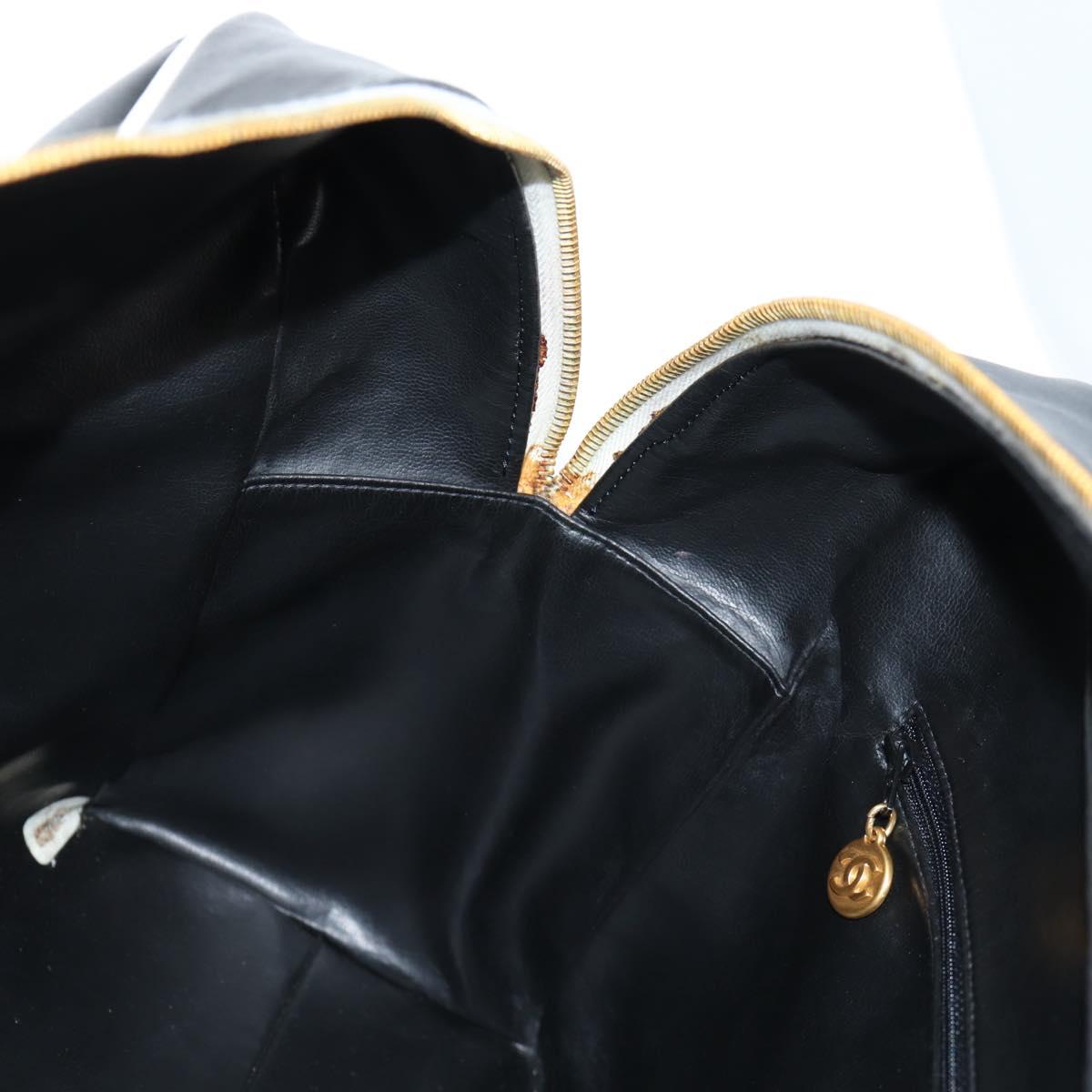 Chanel Matelasse Boston Bag Calf Skin Black Cc