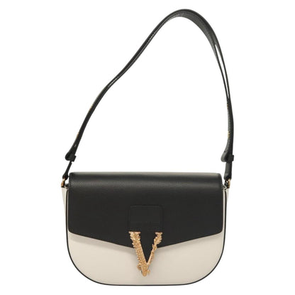 Versace Shoulder Bag Leather Black Gold White