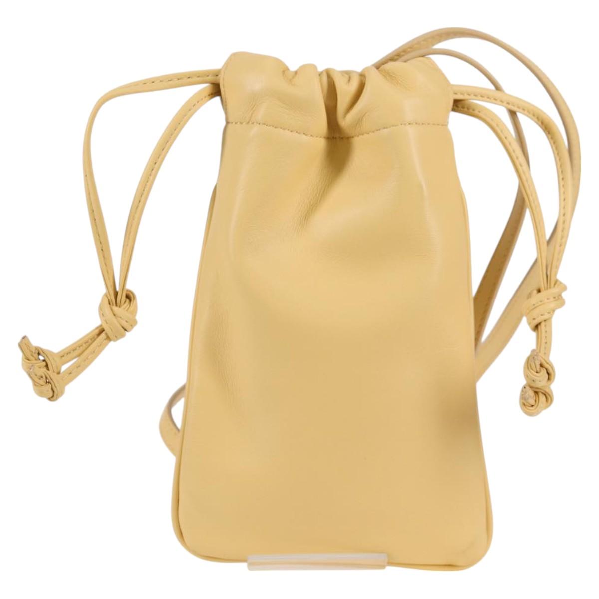 Celine Cuir Triomphe Drawstring Mobile Pouch Leather Yellow