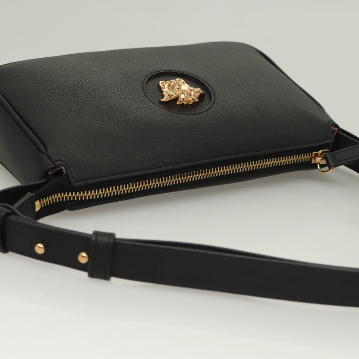 Versace Shoulder Bag Leather Black Gold