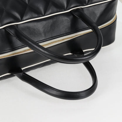 Chanel Matelasse Boston Bag Calf Skin Black Cc