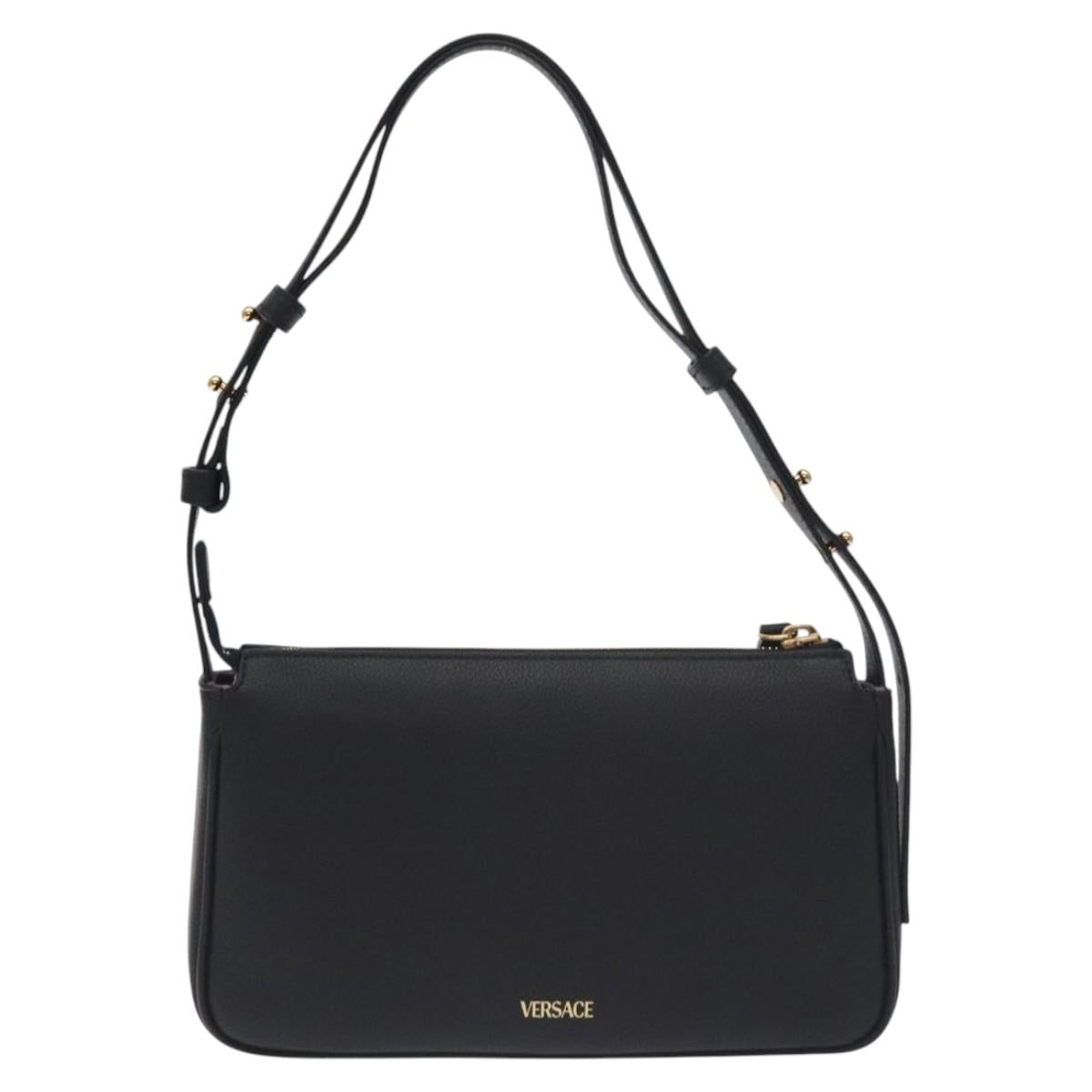 Versace Shoulder Bag Leather Black Gold