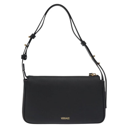 Versace Shoulder Bag Leather Black Gold