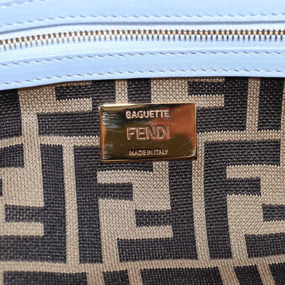 Fendi Chain Mamma Baguette Shoulder Bag Cotton 2WAY Purple Gold