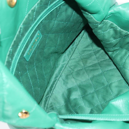 Chanel Chain Chanel 22 Shoulder Bag Lamb Skin Green Gold Cc