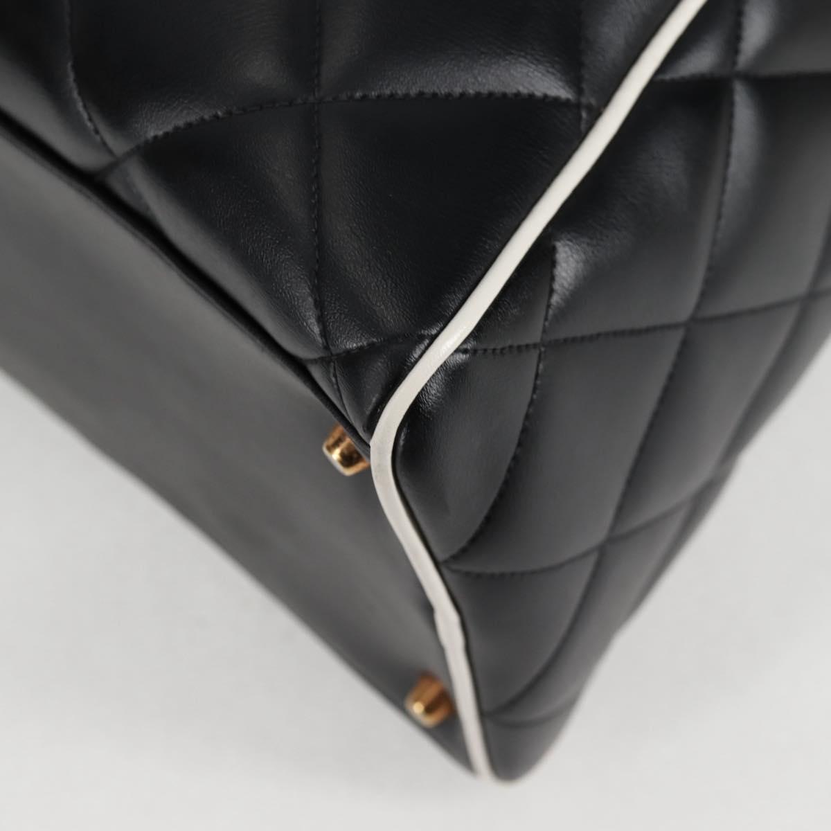 Chanel Matelasse Boston Bag Calf Skin Black Cc