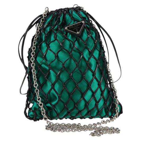 Prada Chain Shoulder Bag Satin Green
