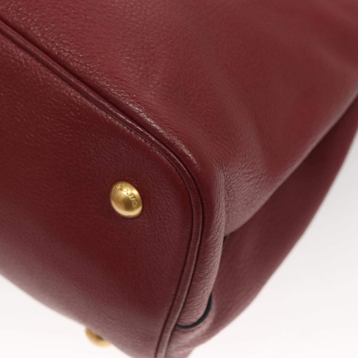 Prada Hand Bag Leather Bordeaux Gold