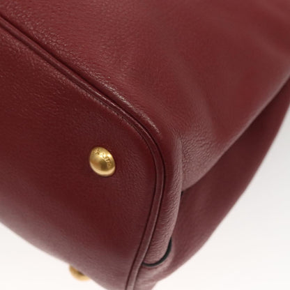 Prada Hand Bag Leather Bordeaux Gold
