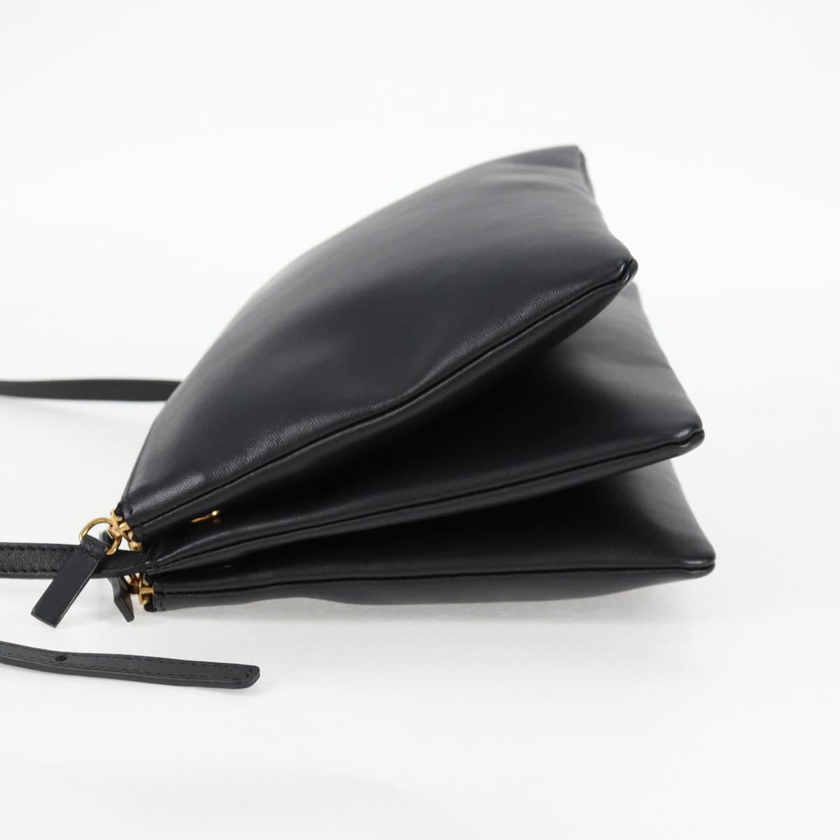 Celine Trio Large Shoulder Bag Leather Black Gold
