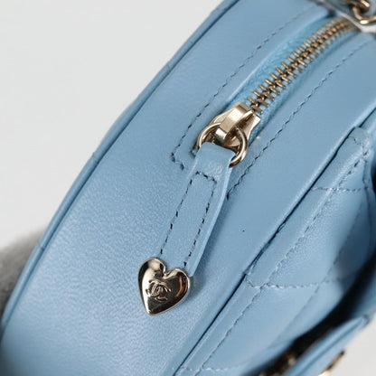 Chanel Matelasse Chain Shoulder Bag Lamb Skin Blue Gold Cc