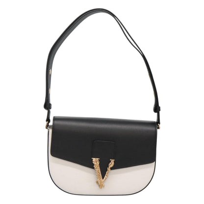 Versace Shoulder Bag Leather Black Gold White