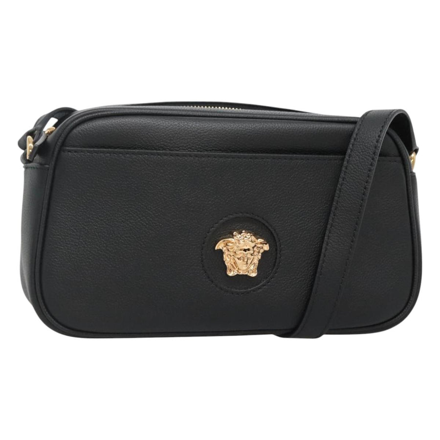 Versace Shoulder Bag Leather Black Gold