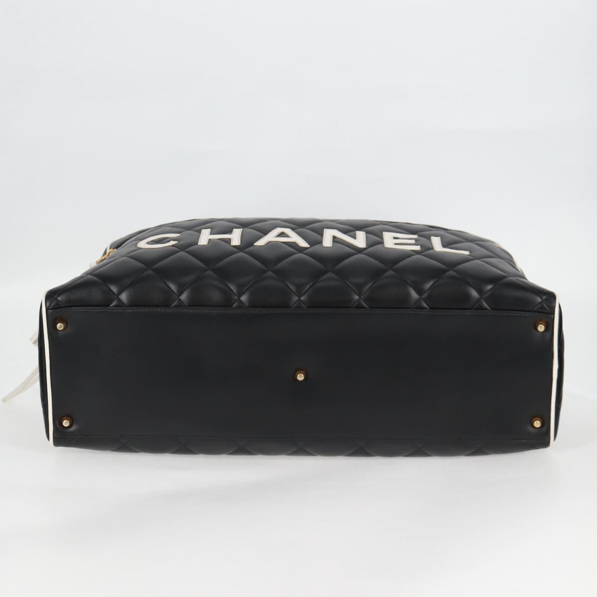 Chanel Matelasse Boston Bag Calf Skin Black Cc