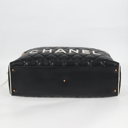 Chanel Matelasse Boston Bag Calf Skin Black Cc