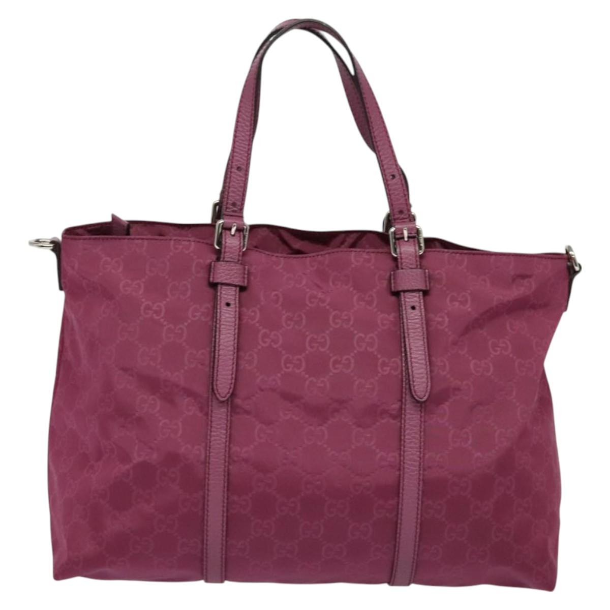 Gucci Gg Canvas Guccissima Hand Bag Nylon 2WAY Pink Silver 387067