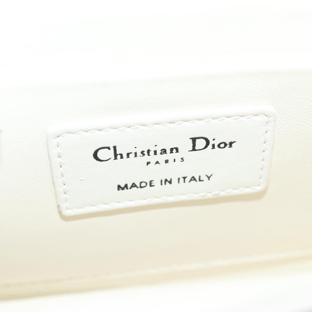 Christian Dior Chain Shoulder Bag Leather 2WAY White Silver