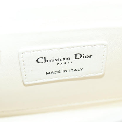 Christian Dior Chain Shoulder Bag Leather 2WAY White Silver
