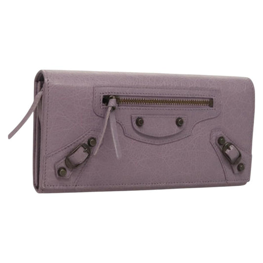 Balenciaga Classic Continental Zip Wallet Leather Purple 253038
