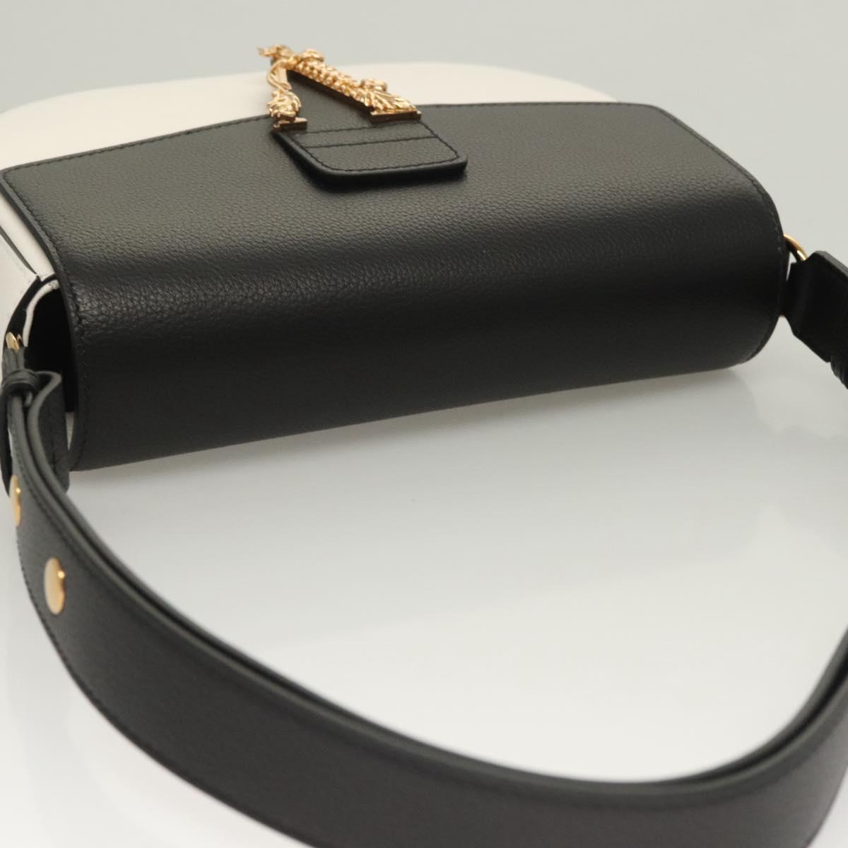 Versace Shoulder Bag Leather Black Gold White