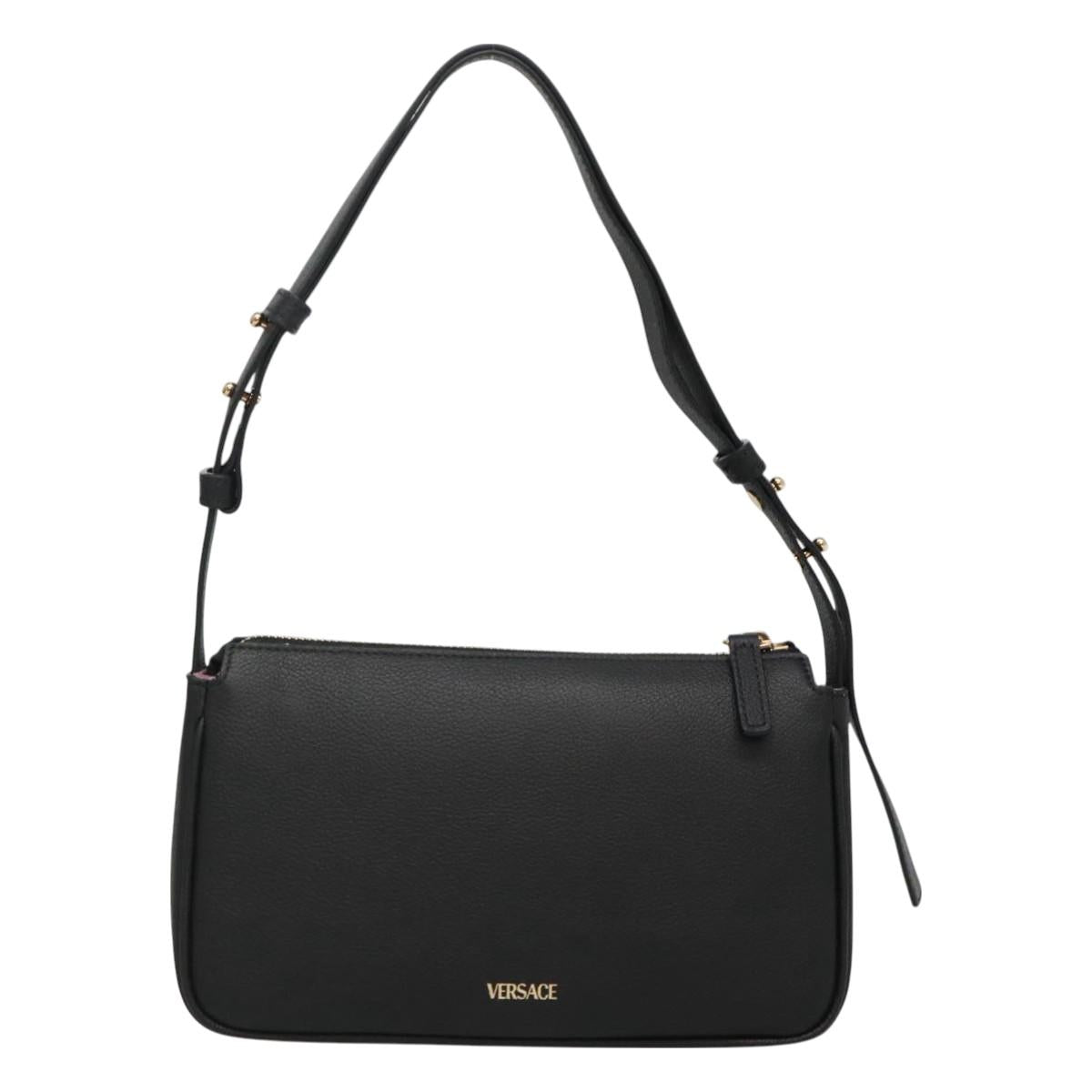 Versace Shoulder Bag Leather Black Gold