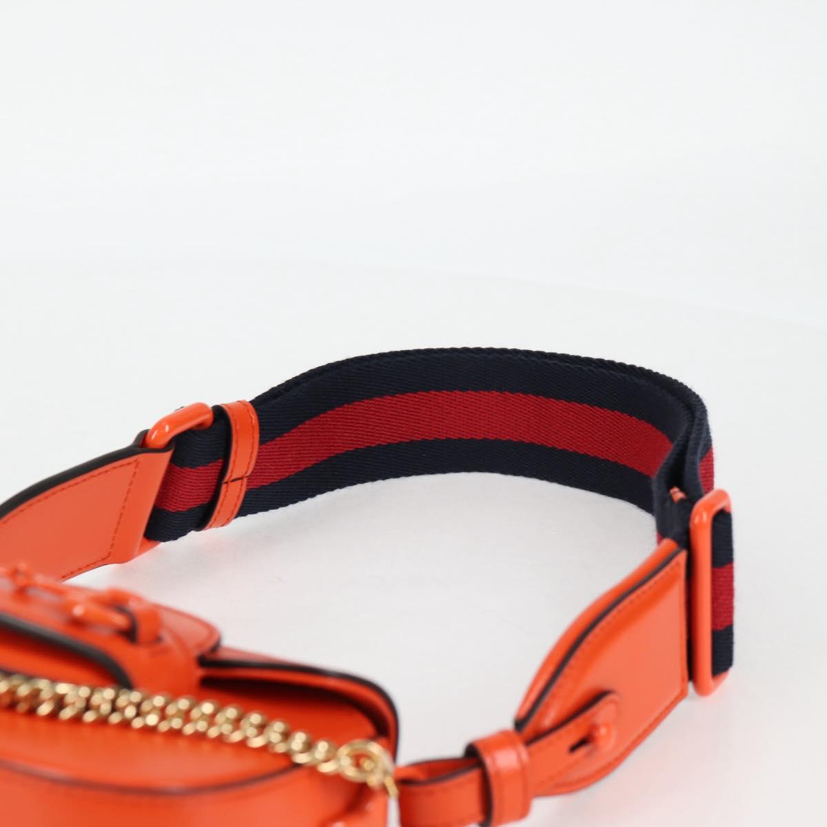 Gucci Sherry Line Shoulder Bag Leather Orange Red Navy 726863