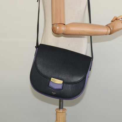 Celine Trotter Shoulder Bag Leather Purple Gold