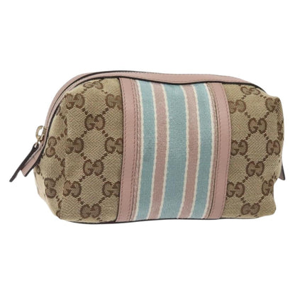 Gucci Gg Canvas Pouch Beige Gold 256636