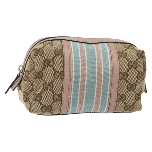Gucci Gg Canvas Pouch Beige Gold 256636