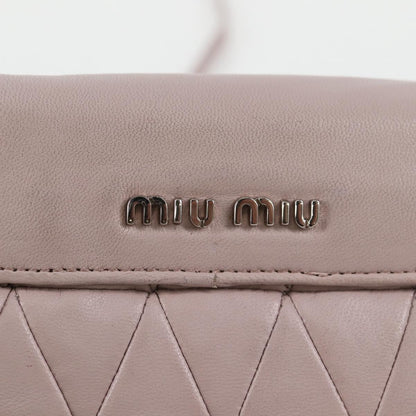 Miu Miu Studs Chain Shoulder Bag Leather Pink Silver