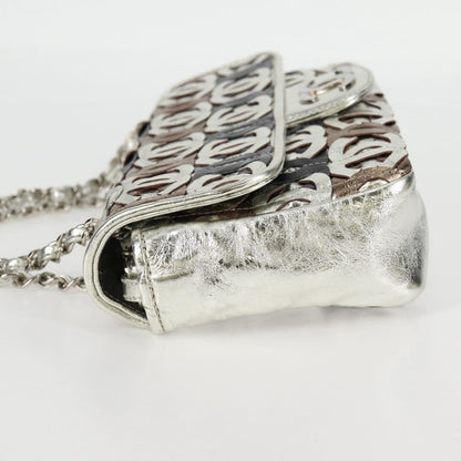 Chanel Chain Matelasse Shoulder Bag Leather Silver Cc