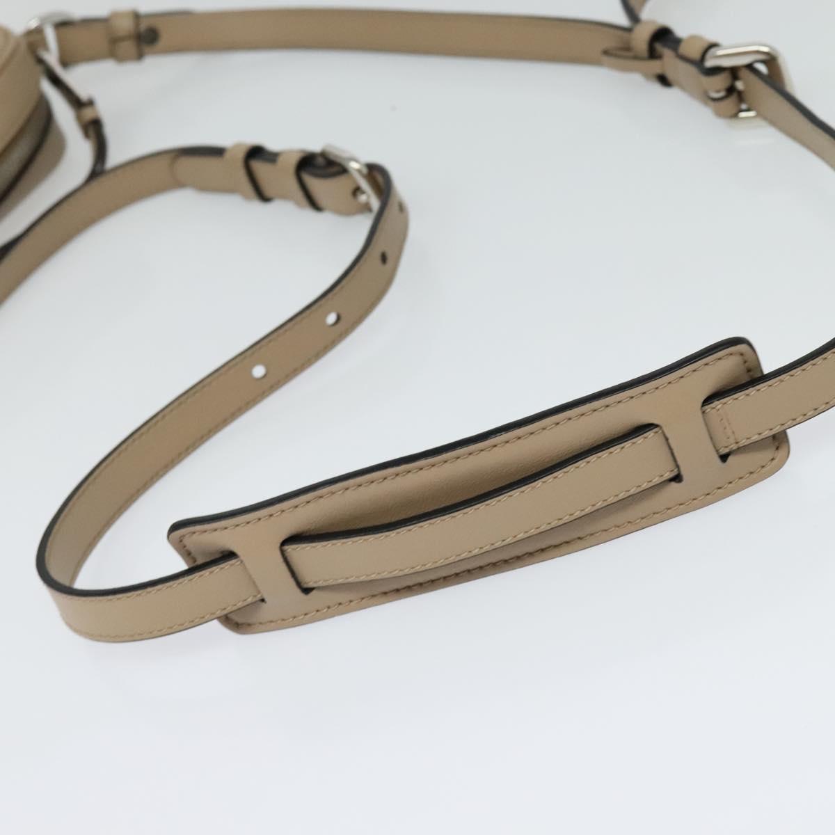Prada Shoulder Bag Leather Beige Silver