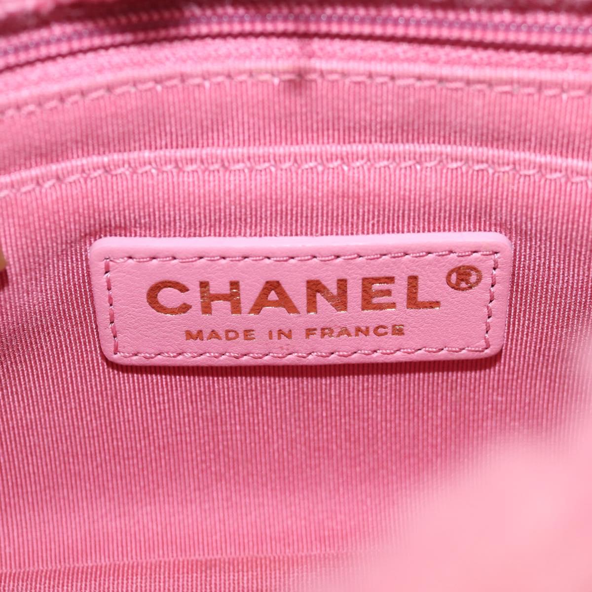 Chanel Matelasse Chain Shoulder Bag Wool Pink Gold Cc