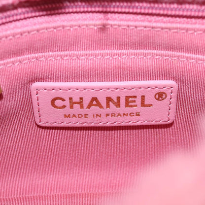 Chanel Matelasse Chain Shoulder Bag Wool Pink Gold Cc
