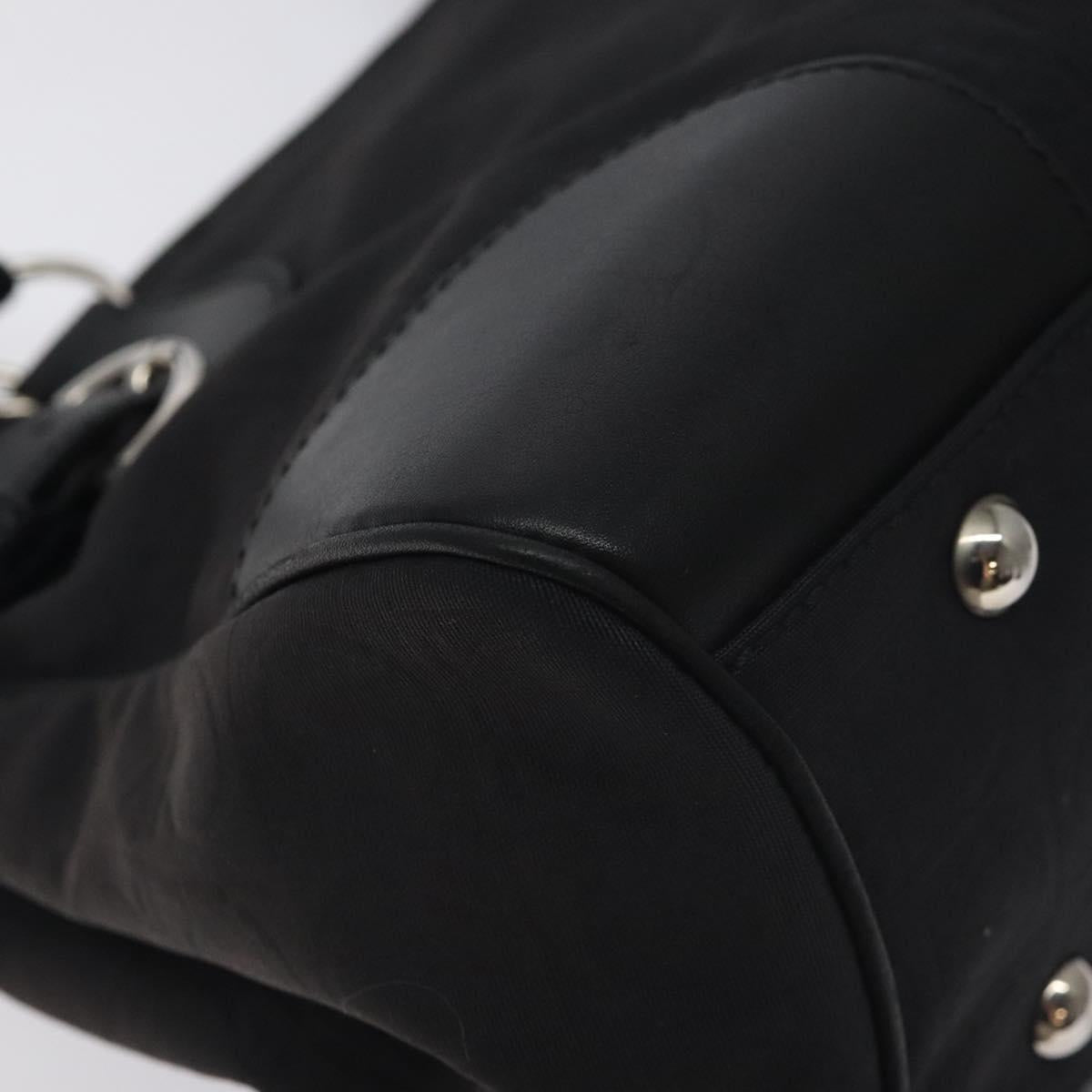 Salvatore Ferragamo Gancini Hand Bag Nylon Black Silver