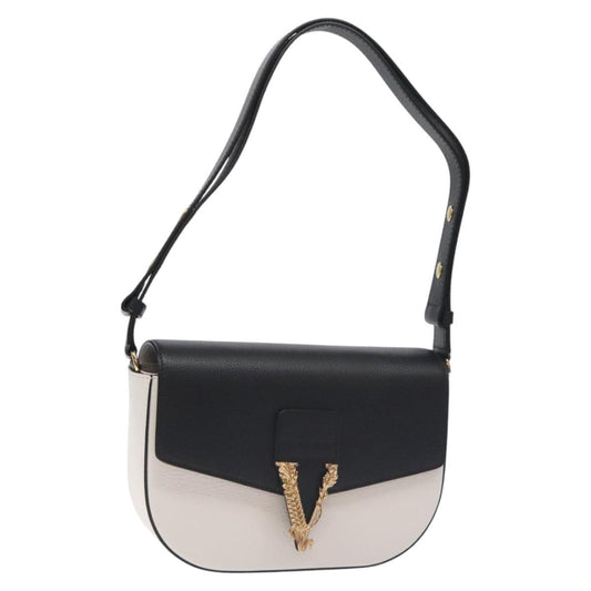 Versace Shoulder Bag Leather Black Gold White