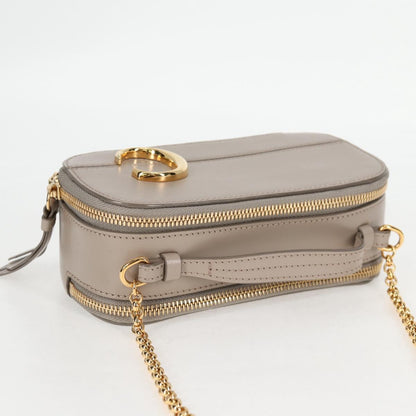 Chloe Chain Shoulder Bag Leather Beige Gold
