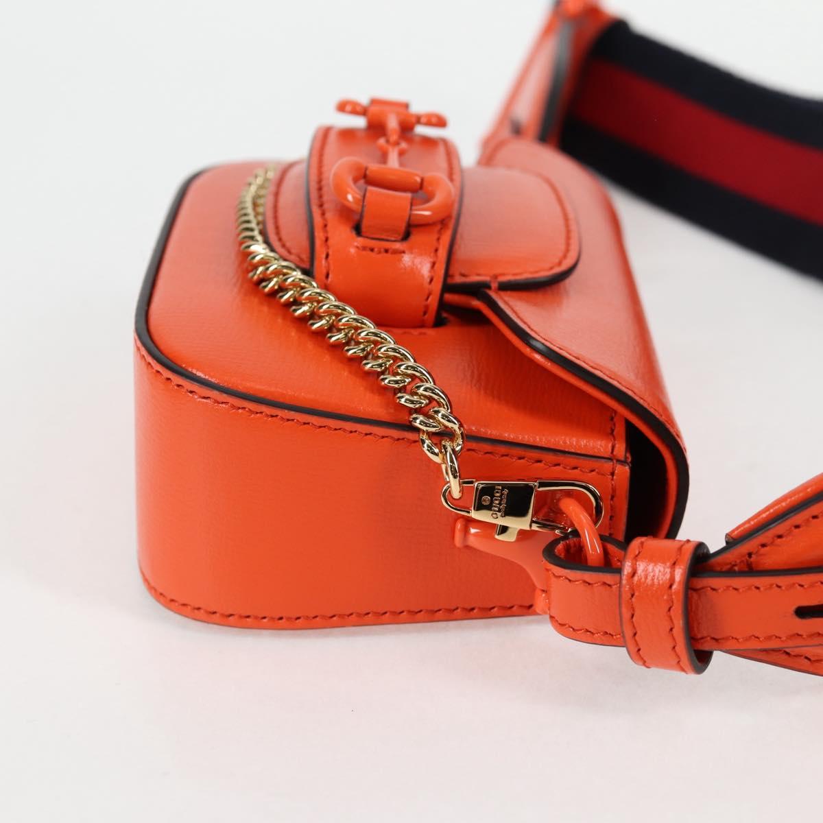 Gucci Sherry Line Shoulder Bag Leather Orange Red Navy 726863