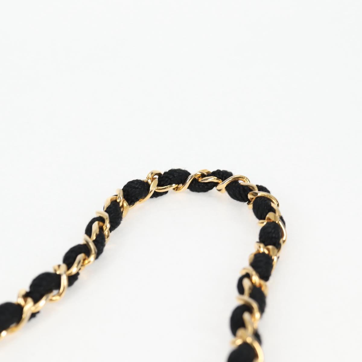 Chanel Matelasse Chain Shoulder Bag Satin Black Gold Cc