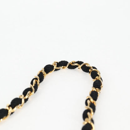Chanel Matelasse Chain Shoulder Bag Satin Black Gold Cc