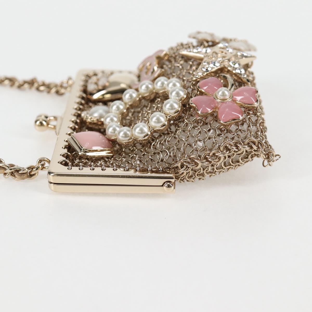 Chanel Camellia Coco Mark Chain Pouch Metal Gold Ap2890 Cc