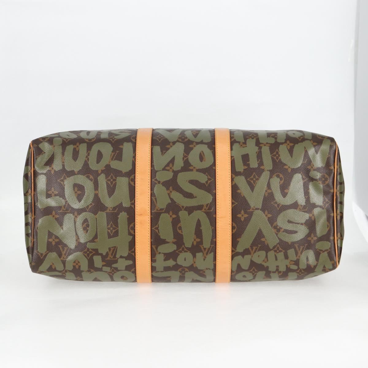 Louis Vuitton Monogram Graffiti Keepall 50 Boston Bag Khaki M92196