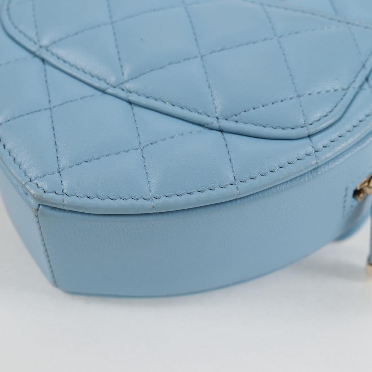 Chanel Matelasse Chain Shoulder Bag Lamb Skin Blue Gold Cc