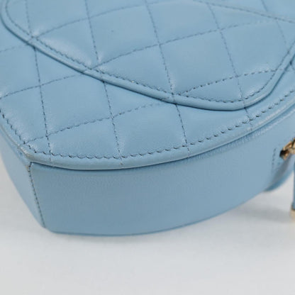 Chanel Matelasse Chain Shoulder Bag Lamb Skin Blue Gold Cc