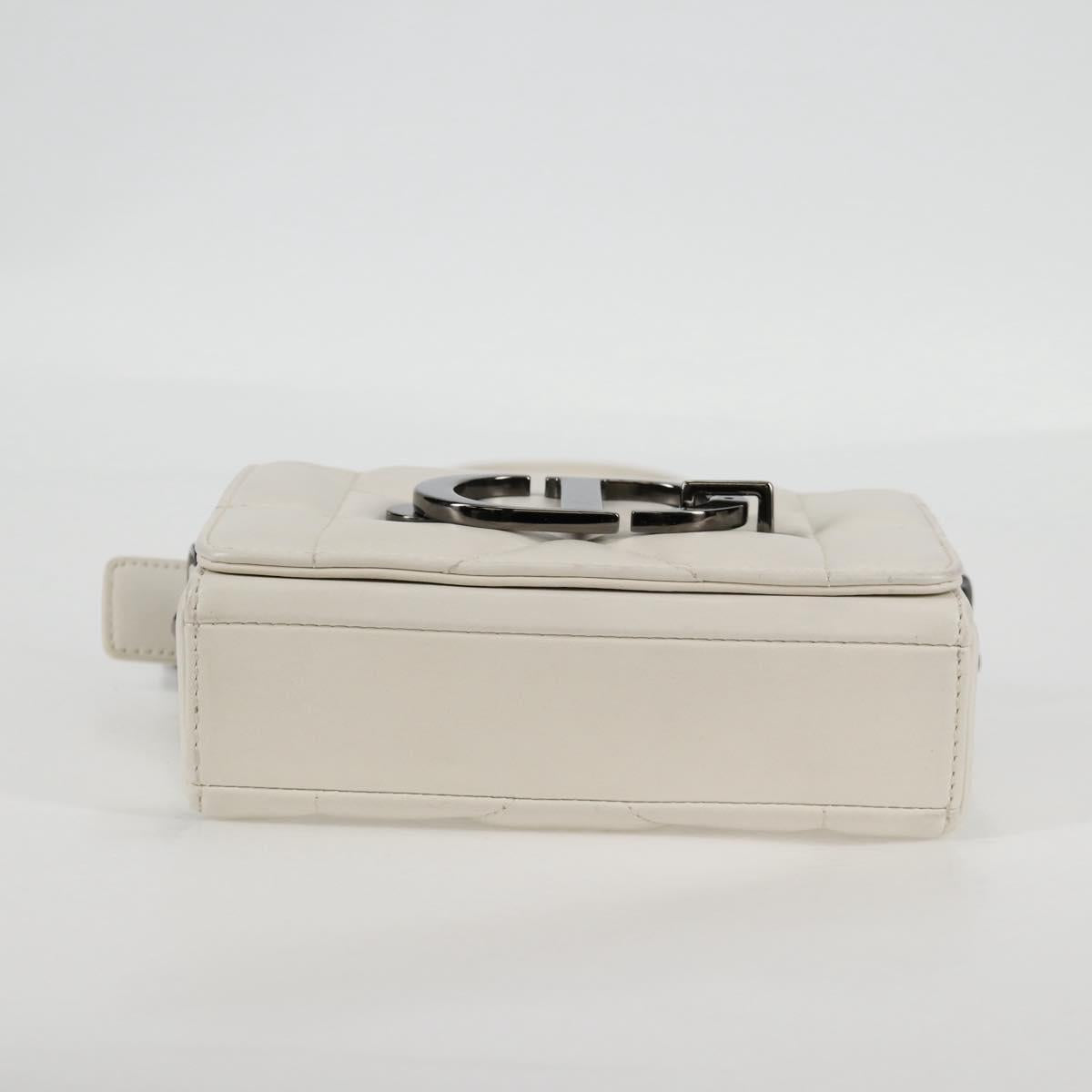 Christian Dior Chain Shoulder Bag Leather 2WAY White Silver