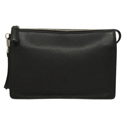 Prada Clutch Bag Leather Black Silver 2vf006