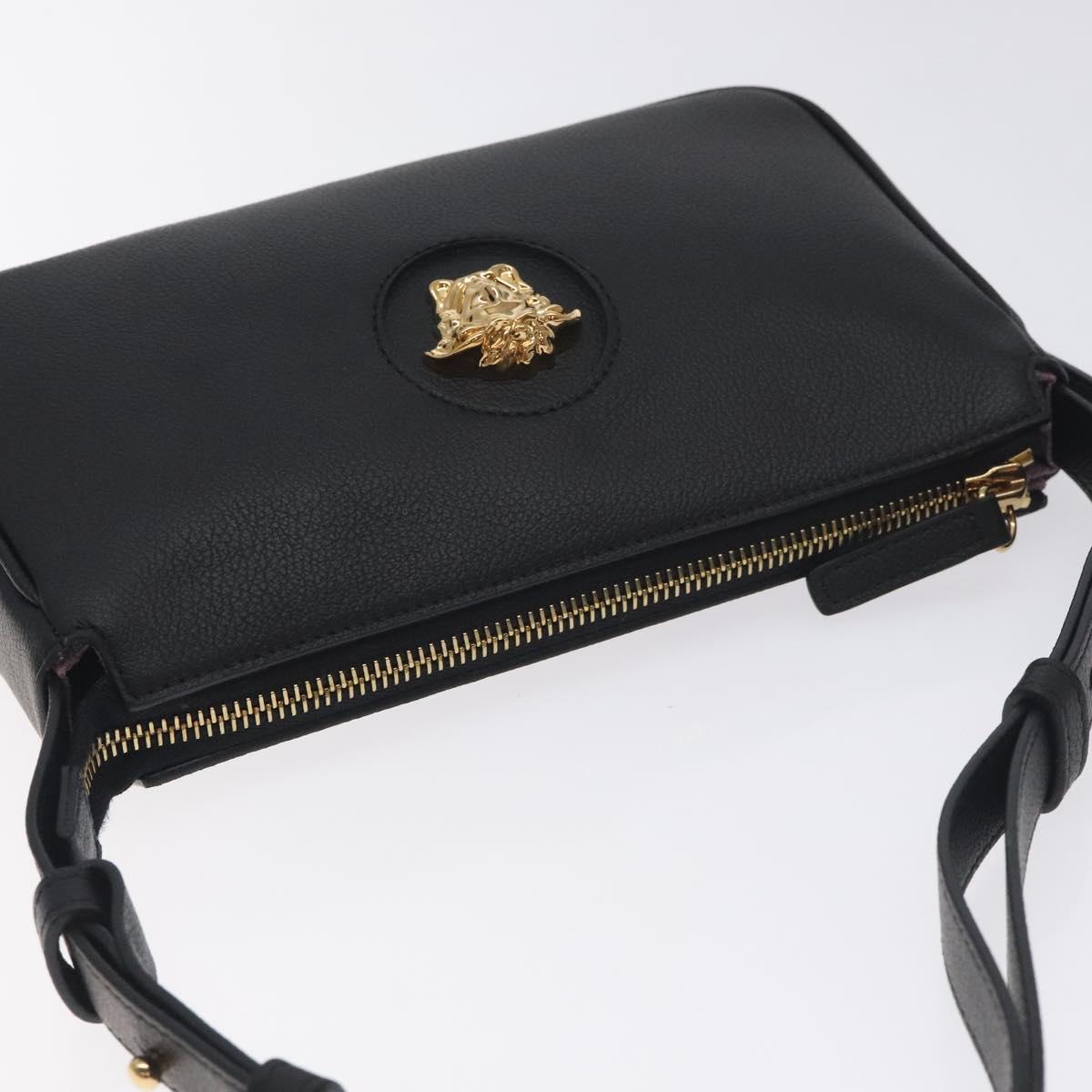 Versace Shoulder Bag Leather Black Gold