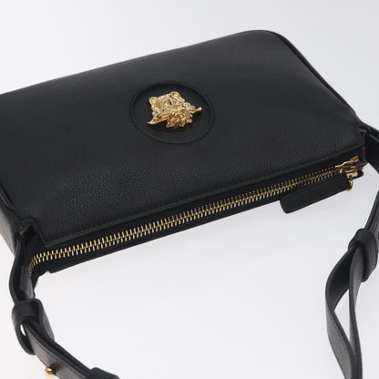 Versace Shoulder Bag Leather Black Gold
