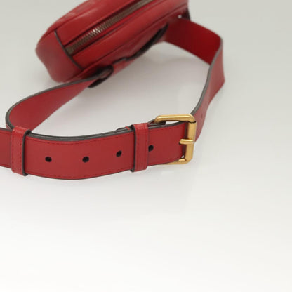 Gucci Gg Marmont Waist Bag Leather Red Gold 476434